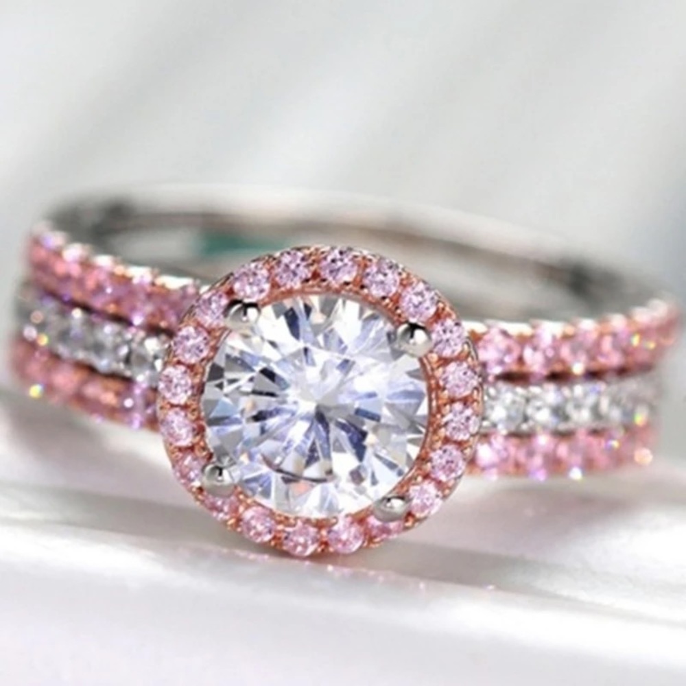 Pink CZ 3 set ring